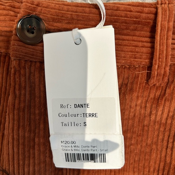 NWT-Grace & Mila Paris Dante Super High Rise Corduroy Flare Leg Pant Rust Small - Picture 9 of 9